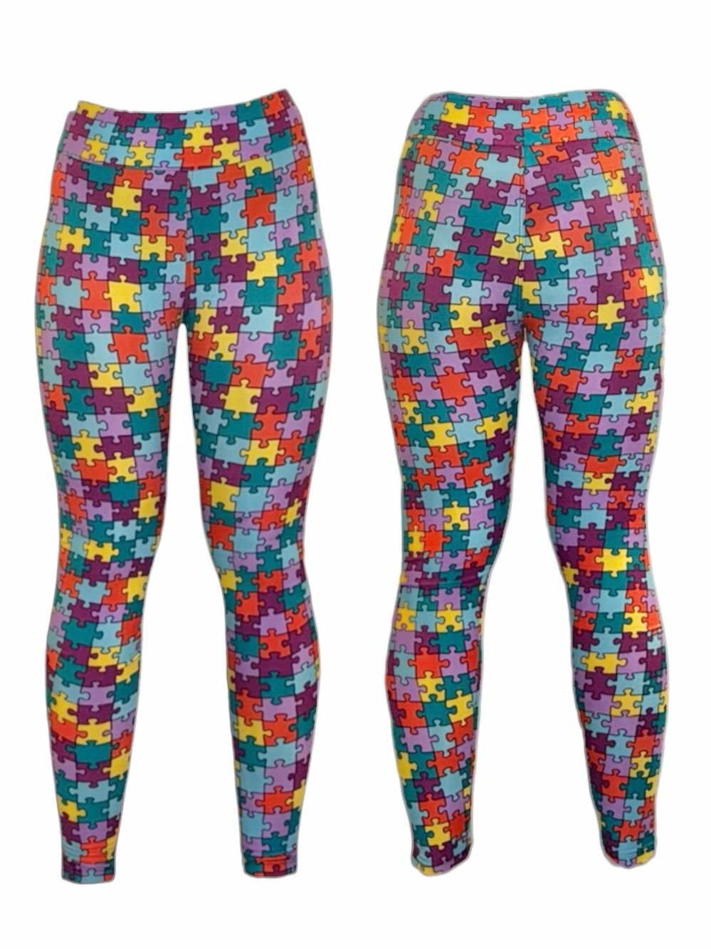 Kids Puzzle-Print Leggings - Multicolor